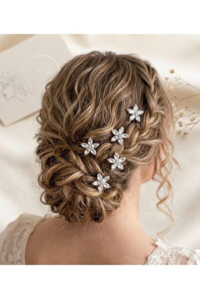 Lusha Crystal Bloom Handmade Kristal Çiçek Saç Pini Seti Gelin Topuz Saç Akse...
