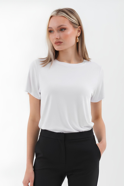penyebizden Tricou curgător din viscoză-alb