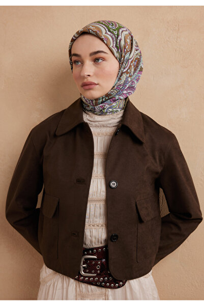 Freshscarfs Βαμβακερό μεταξωτό μαντήλι με έθνικ φλοράλ σχέδιο ορχιδέας