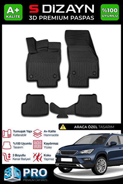 S Dizayn S-Dizayn Seat Ateca 3D Pro Havuzlu Paspas 2017-2020 A+ Kalite 3DS-SD...