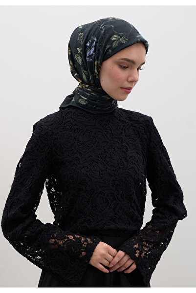 Freshscarfs Dark Green Gisele Pattern Cotton Viscose Scarf