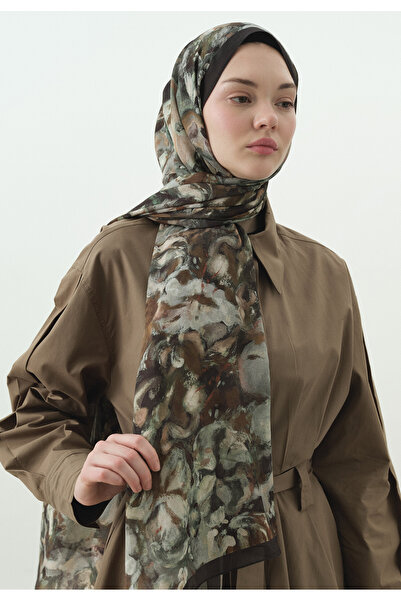 Freshscarfs Șal verde din bumbac și viscoză cu model vanilie dulce