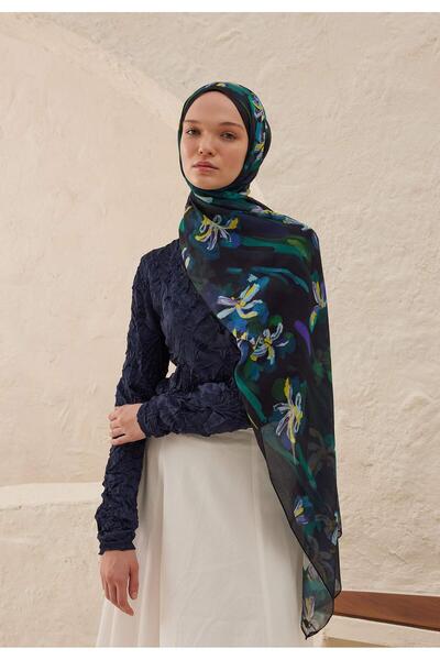 Freshscarfs Estelle Desen Rami Şal Lacivert