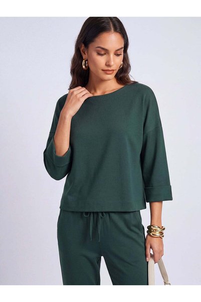 FARREN Women's Reference Fit Knitted Top and Bottom Two-Piece Set Dark Green - Comfortable Fit |   Breathable Fabric |   4 Seasons