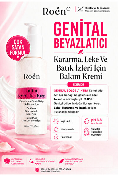 Roen Genital Bölge Beyazlatıcı Krem, Bikini Bölgesi, Dirsek, Koltuk Altı, İnt...