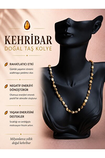 OSMANLI DOĞAL TAŞ Sertifikalı Kehribar Doğal Taş Kolye (SK:376)