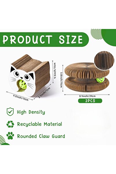 Arabest 2-Piece Magic Accordion Cat Scratch Board, Reversible Retractable Bal...