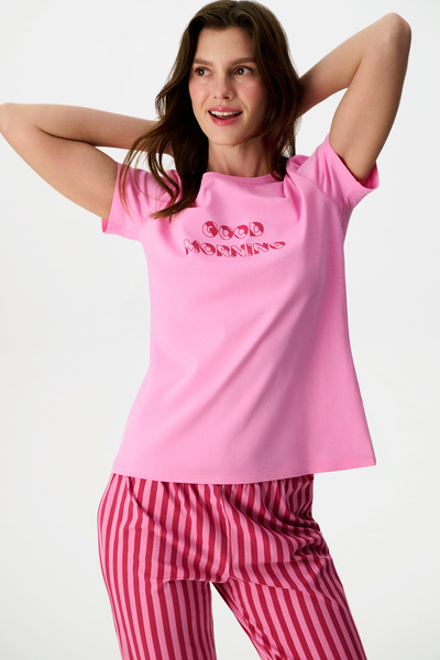 Penti Pink Ent Morning Baumwoll-Capri-Pyjama-Set