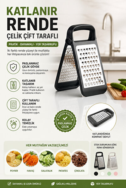 VENETTO Folding Grater Steel Double Sided (Color Will Be Sent According to St...
