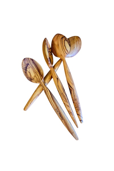 F&S WoodArt 4 Pieces 22 cm Olive Tree Wooden Spoon Food Children's Food Sahan Spoon