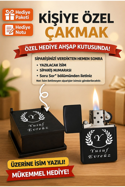 birdoz avm Kişiye Özel İsimli Harf Özel Tasarım Siyah Benzinli Çakmak & Özel ...