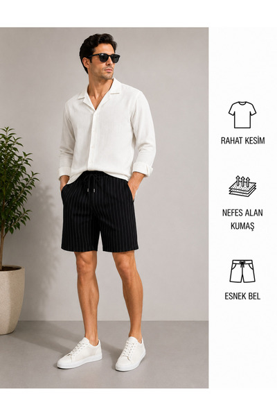 WENMİNG Bürümcük Crinkle Fabric Summer Men's Shirt and Crepe Shorts Top and B...