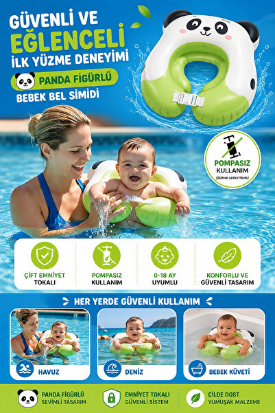 BigsToy Bebek Bel Simidi Panda Figürlü Emniyet Tokalı Pompasız Kullanım