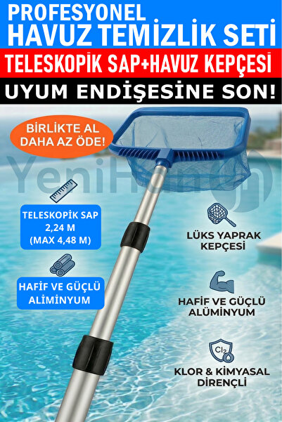 Ekonef Profesyonel Havuz Temizlik Seti - Teleskopik Sap + Lüks Havuz Kepçesi ...