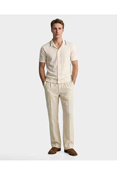 Gant Erkek Krem Regular Fit Çizgili Pantolon