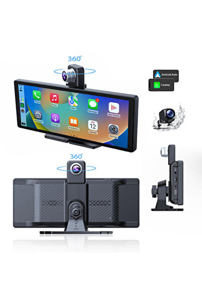 Smartio Carplay si Android Auto cu cameră spate si cameră față rotativă 360 d...