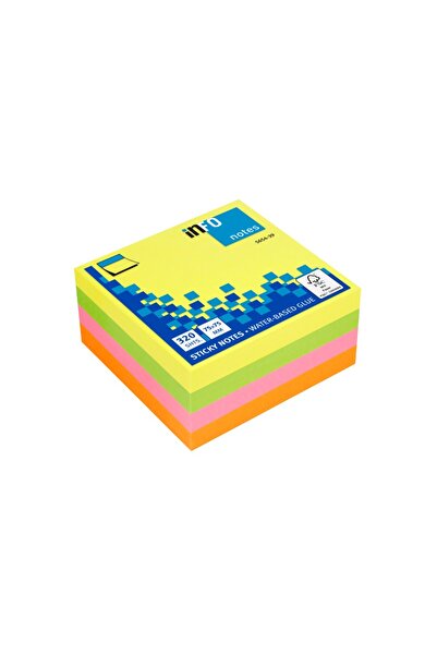 INFO NOTES Cub de notițe adezive 75 x 75 mm 320 de coli multicolor strălucitor