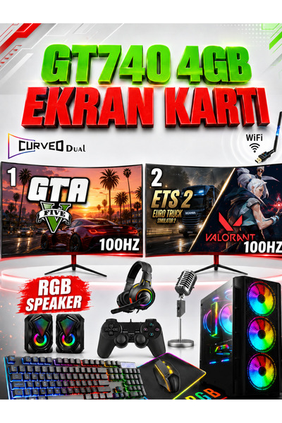 Dmc N233 (GTA 5) I5 3470,16GB RAM,500GB HDD,256GB SSD,4GB GT740,24''oyuncu Ma...