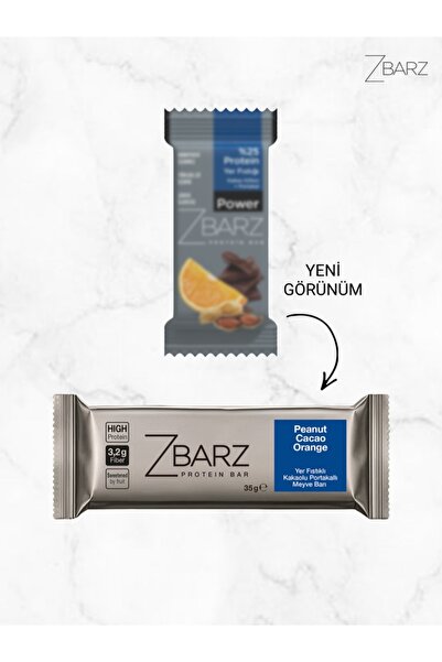Zbarz Yüksek Protein Bar Yer Fıstığı & Portakal Kakao | 20 Adet