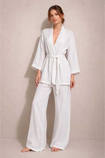estewoman muslin kimono i pantalone od 100% pamuka, set od 2 dela
