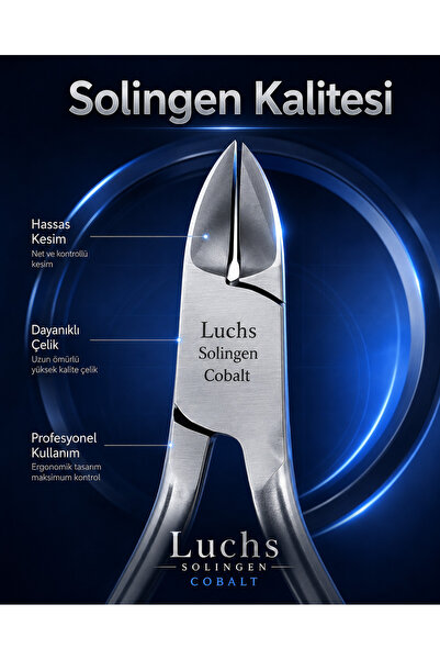 Luchs Solingen Cobalt Professional Nail Clipper with Sharpener Stainless Steel Single Spring System Manicure Pedicure Clipper