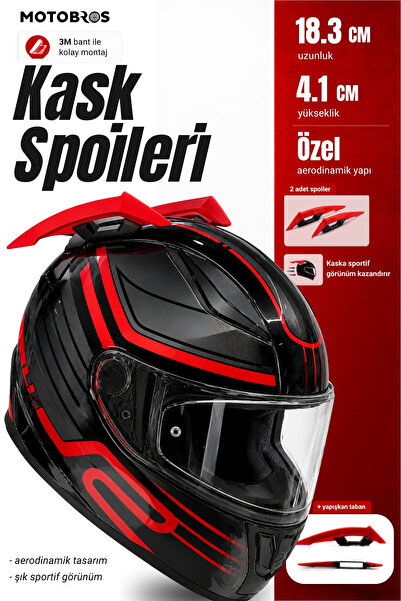 Motobros Motosiklet Kask Kask Spoiler Aerodinamik Spoiler Universal Kırmızı 2...