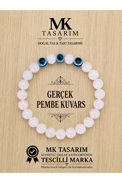 MK tasarım سوار من حجر العقيق الوردي الحقيقي - MKT.1.101.72 سوار مريح، مهدئ، ...