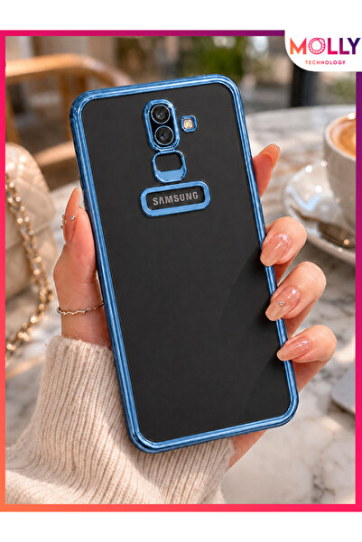 Molly Samsung Galaxy J8 İçin Kenarları Metalik Mavi Lens Koruyuculu Lou Lazer...