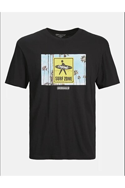 Jack & Jones Jack&jones Crew Neck Štampano Crni muškarci 100% pamuk T-shirt 1...