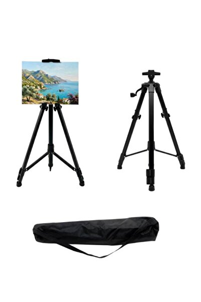 Temel Katlanabilir Metal Tripod Şövale - Kollu Yükseklik Ayarlı, Taşıma Çanta...