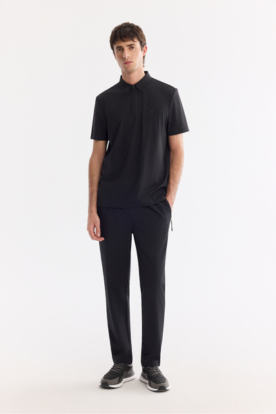 Avva Pantaloni jogger pentru bărbați, negri, cu talie elastică, bi-stretch, c...