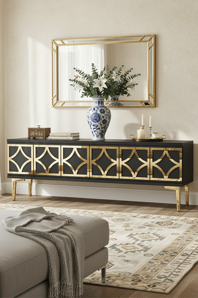 cnyr TSA1237AG - LEMTV120 TV STAND, TV SEHPASI ANTRASİT - GOLD 120CM
