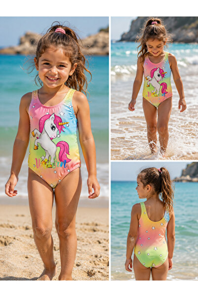 Melodikids KIZ ÇOCUK UNICORN DESENLİ MAYO