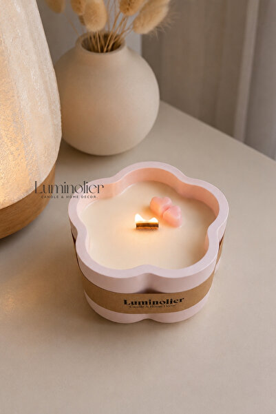 Luminolier Kiraz Çiçeği Kokulu Çiçek Formlu Soya Mum – %100 Doğal Soya Wax, A...