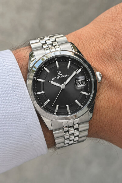 Daniel Klein Erkek Kol Saati 42 mm Çelik Kordon Siyah Kadran Su Geçirmez 3 ATM