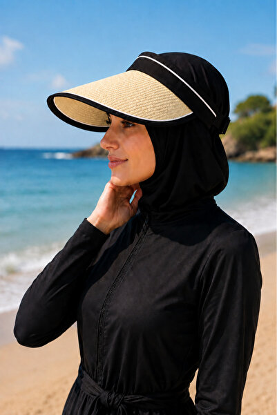tibo Women's Adjustable Straw Visor Hat Wide Brim Summer Beach and Sun Hat