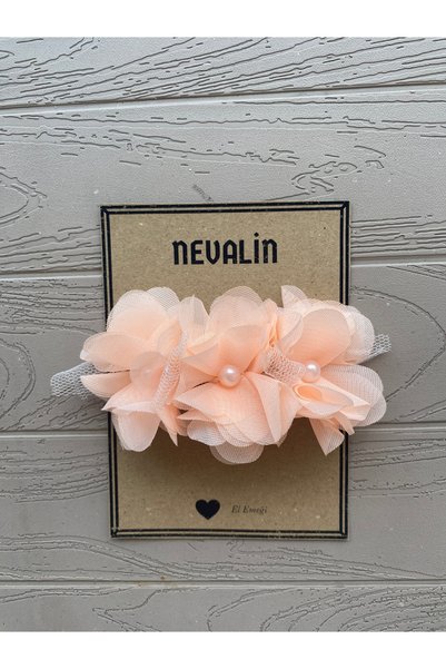 NEVALİN Pearl Detailed Flower Pattern Automatic Buckle