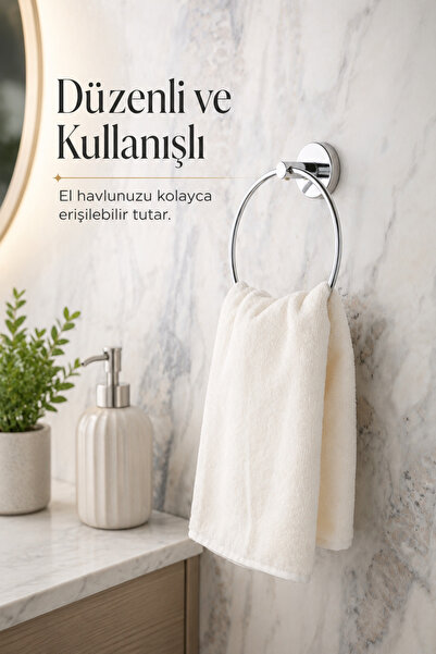 Alper Banyo Krom Yuvarlak Havlu Askısı Halka Havluluk Ister Yapıştır Ister Montajla,delmeye Son