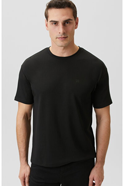 Network Comfort Siyah Basic Bisiklet Yaka Modal T-shirt