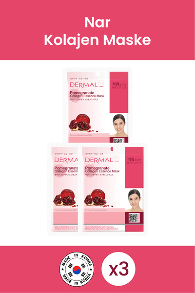 Dermal قناع الكولاجين بخلاصة الرمان - شد وترطيب وتنعيم 23 جم 3 قطع