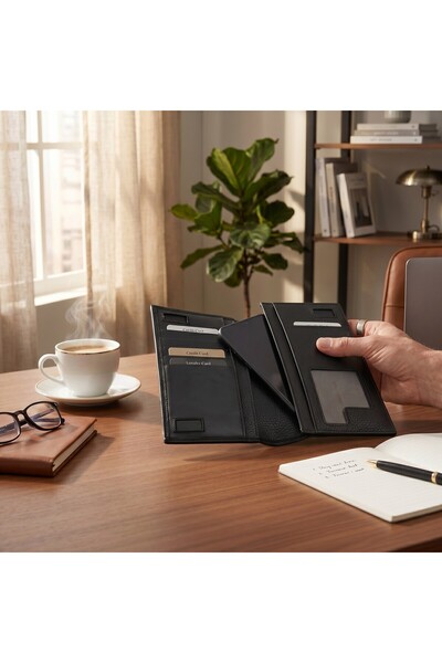 Rubicon Genuine Leather Wallet with Phone Compartment - Long Wallet - with Magnet and Hand Strap - Unisex - Bag Type - 16.3 X 9 cm