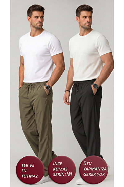 Leopars Erkek 2Li Paket Paraşüt Oversize Pantolon Bol Paça Rahat Kalıp Günlük...