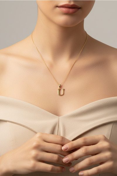 XUPING JEWELRY Style Pearl/Xuping Jewelry U Flat Letter Necklace
