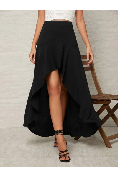 Generic Brand Women's high waist asymmetrical detailed sandy skirt