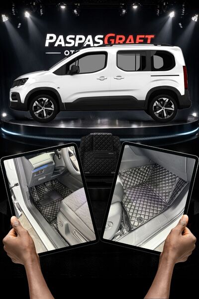 PASPASGRAFT PEUGEOT PEJO RIFTER 2019-2026 Siyah Üzeri Bej Dikiş 8D Premium Ta...