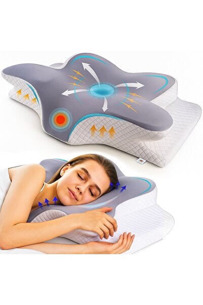 Linomag Orthopedic Cervical Sleeping Pillow, Memory Foam, Washable Cover, Gra...
