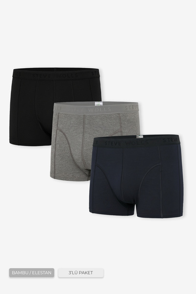 Steve Wolls Boxer din bambus colorat din 3 piese pentru bărbați - 25102