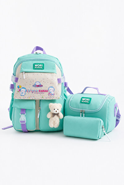 Mori School Bag Kawaii Kore Tarzı Okul Çantası 3'lü Set ( Folyolu Beslenme + ...