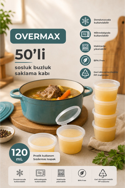 OVERMAX 50 Pieces 120 ml Leak-Proof Storage Containers with Lids |   Mini Sto...
