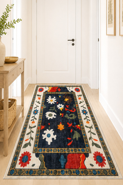 Chilai Home Conn Makinede Yıkanabilir Kaymaz Taban Leke Tutmaz Dijital Salon Halısı Mutfak Halısı ve Yolluk